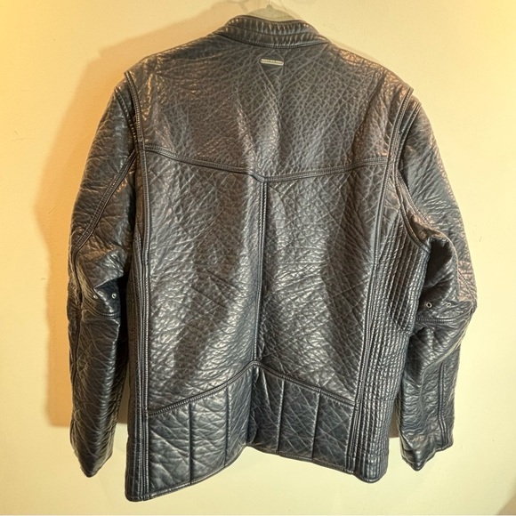 MARC NEW YORK Sz L Jacket by Andre Marc Pebbled Vegan Leather Lined Dark Blue - Picture 7 of 12